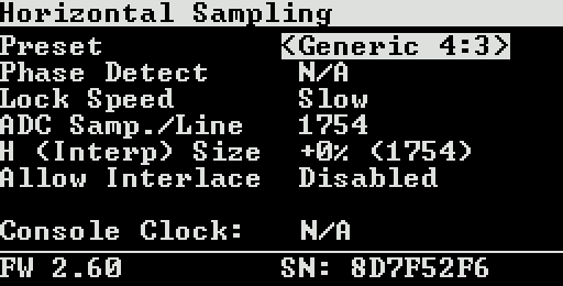 RetroTINK-5X Pro Fw.2.60 OSD H.Sampling